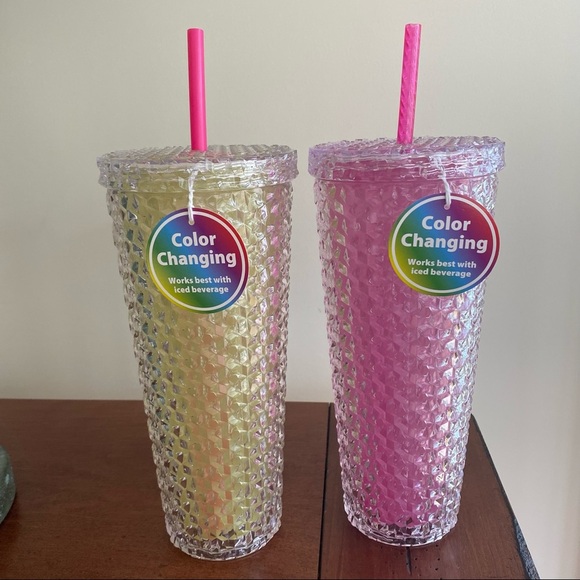 Color Changing Tumblers | Set of Two; One Pink; One Yellow; Each are 26oz - Picture 1 of 11